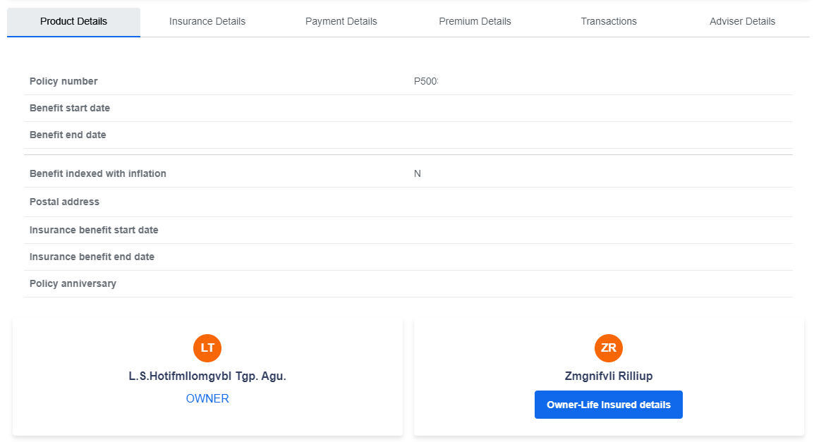 Screenshot showing product details